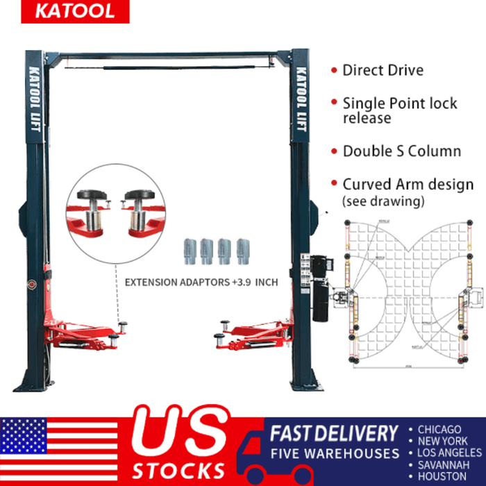 Katool AS110D Asymmetrical Vehicle Lift 11,000 lbs with 1-Year Warranty