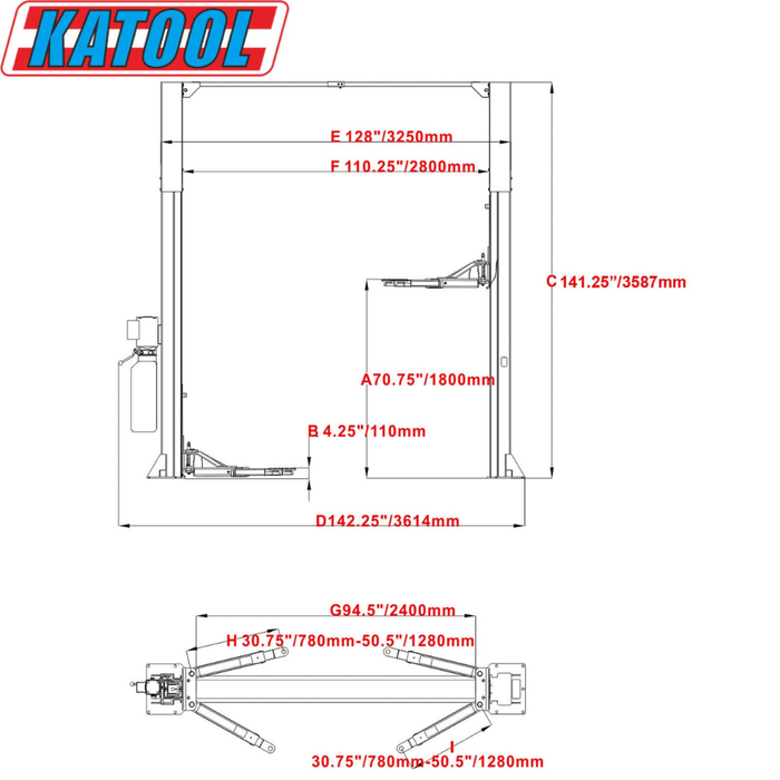 Katool KT-M110: High-Performance 11,000 lbs Vehicle Lift