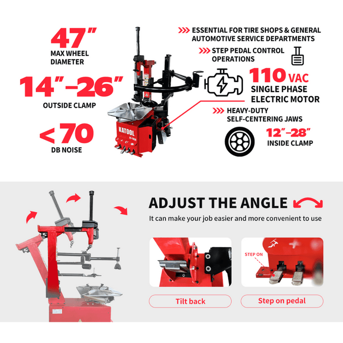 Katool KT-T850 Tilt-Arm Wheel Clamp Tire Changer Machine