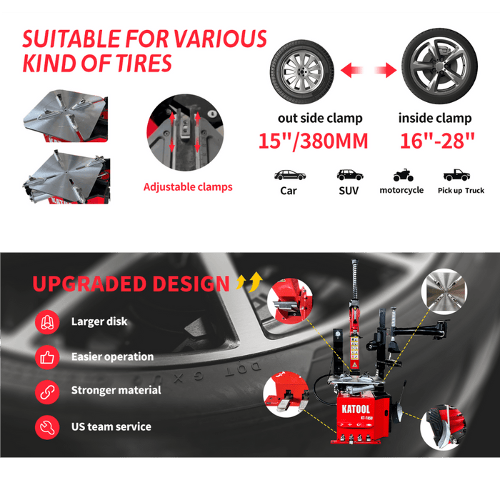 Katool KT-T850 Tilt-Arm Wheel Clamp Tire Changer Machine