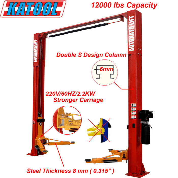 Katool KT-M120 Two-Post Auto Lift: 12,000 lbs with 1-Year Warranty