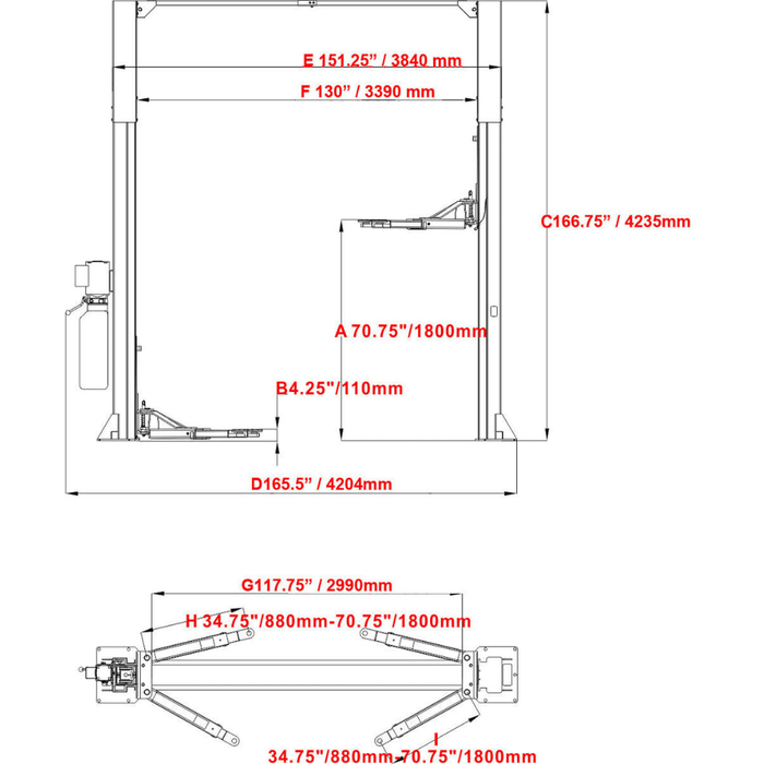 Katool KT-M120 Two-Post Auto Lift: 12,000 lbs with 1-Year Warranty